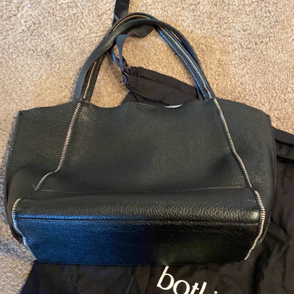 Botkier black medium size tote with silver zipper lining and silver inside - Picture 3 of 9